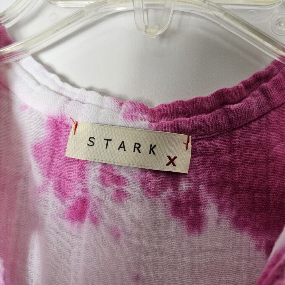 STARK X Women’s Pink & White Tie Dye Sleeveless Gauze Layered Maxi Dress Size M - Picture 6 of 8